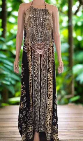 Necklace Long Maxi Dress-Glitz Glam-Black