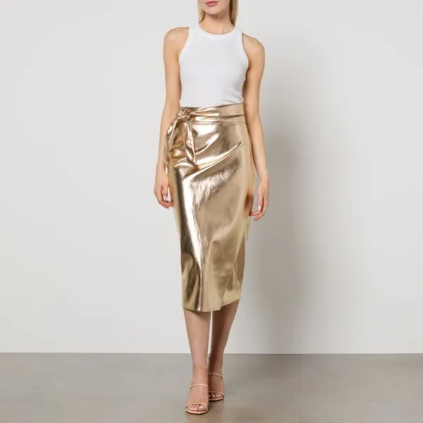 Never Fully Dressed Jaspre Faux Leather Midi Skirt