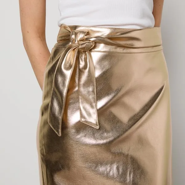 Never Fully Dressed Jaspre Faux Leather Midi Skirt