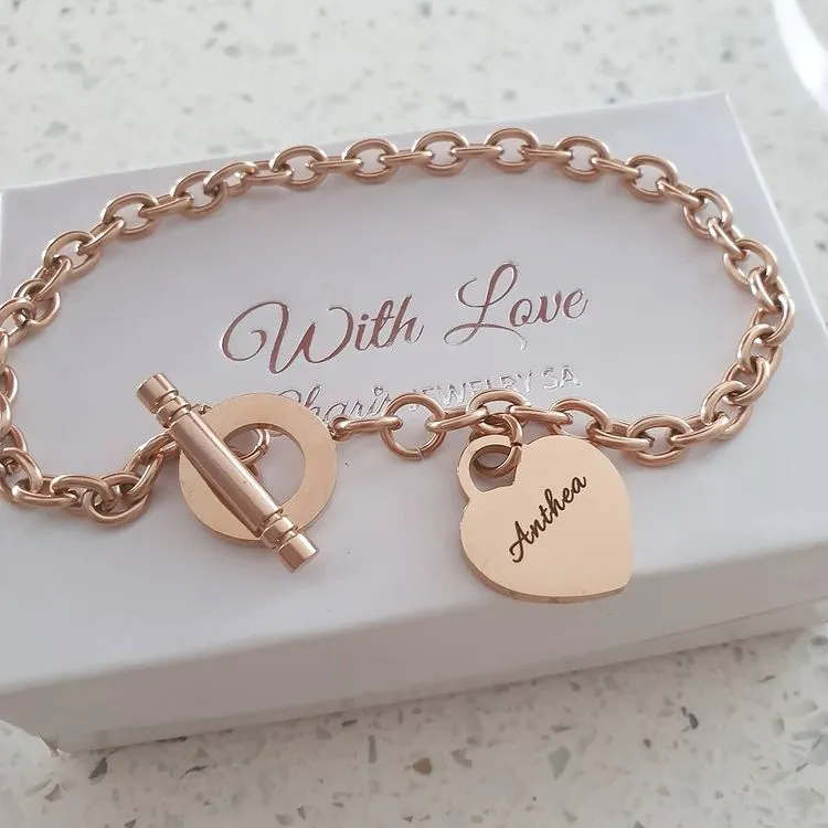 NNJ3 - CBA101712 - Personalized Rose Gold Stainless Steel Bracelet