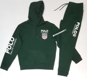 Nwt Polo Ralph Lauren Green 1967 K-Swiss Pullover Hoodie with Matching Green 1967 K-Swiss Joggers