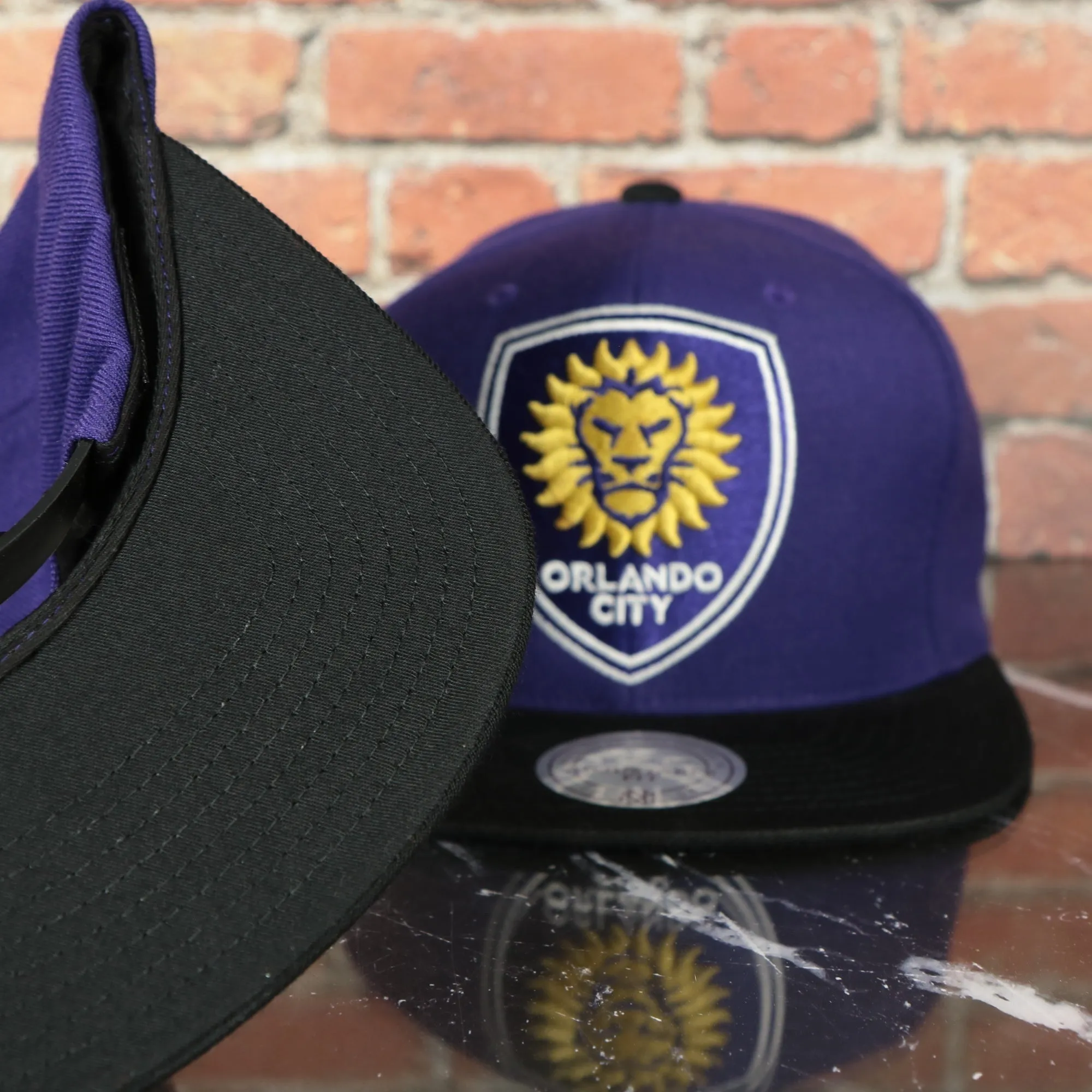 Orlando City Lions XL Logo Two Tone Purple on Black Snapback Hat