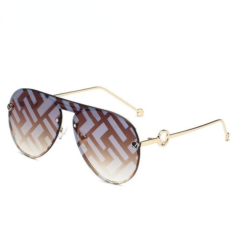 Oversized Pilot Sunglasses Women  Eyewear Brown Mirror