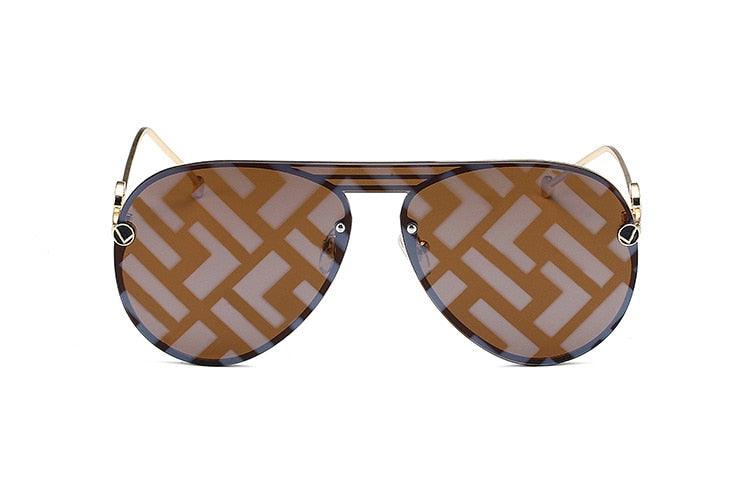 Oversized Pilot Sunglasses Women  Eyewear Brown Mirror