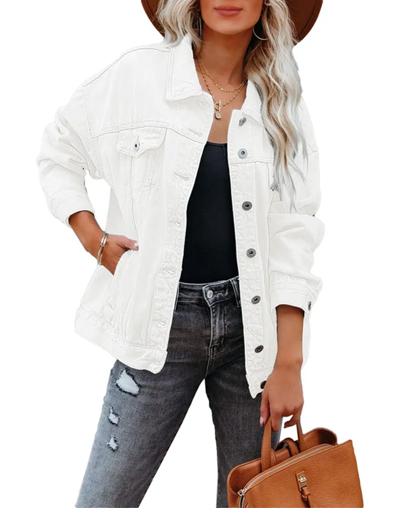 Oversized Shawl Collar Denim Jacket