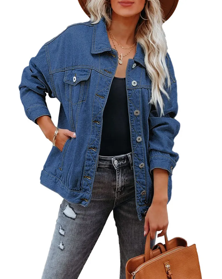 Oversized Shawl Collar Denim Jacket