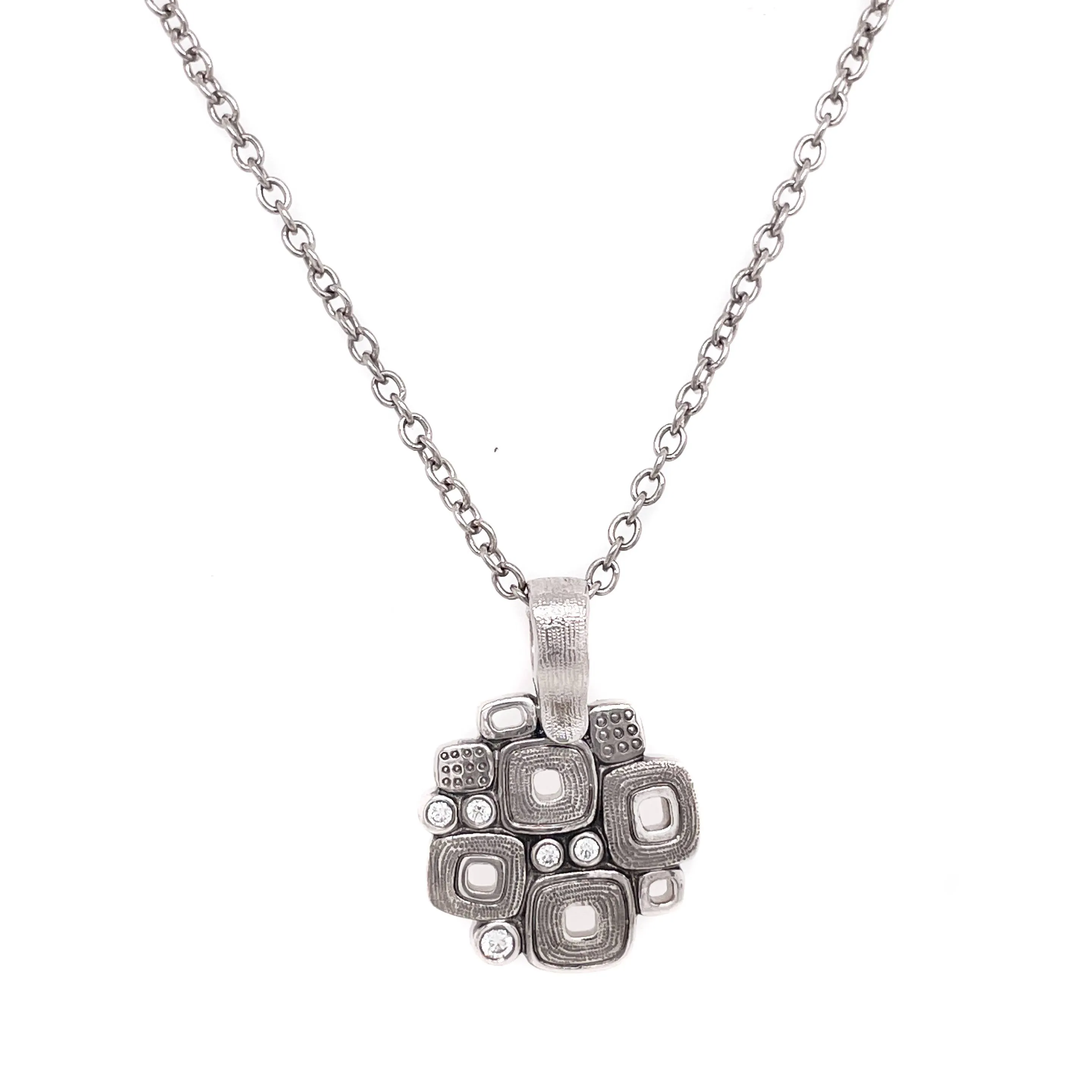 Platinum and Diamond Little Windows Pendant Necklace