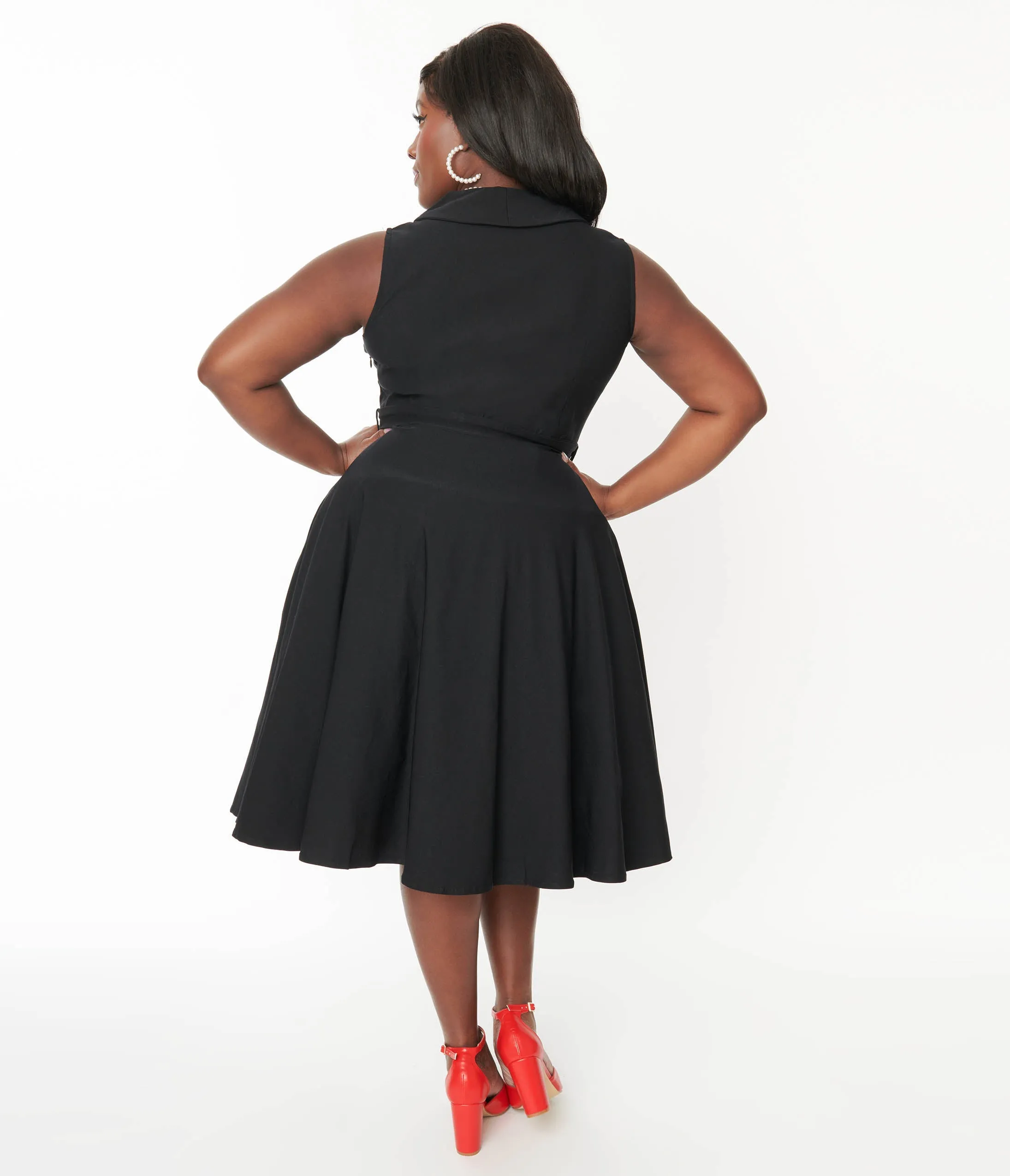 Plus Size Black Collared Jani Swing Dress