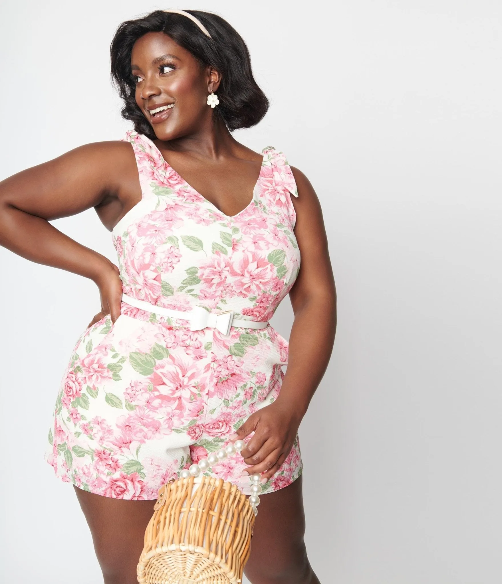 Plus Size Ivory Floral Truth Be Told Romper