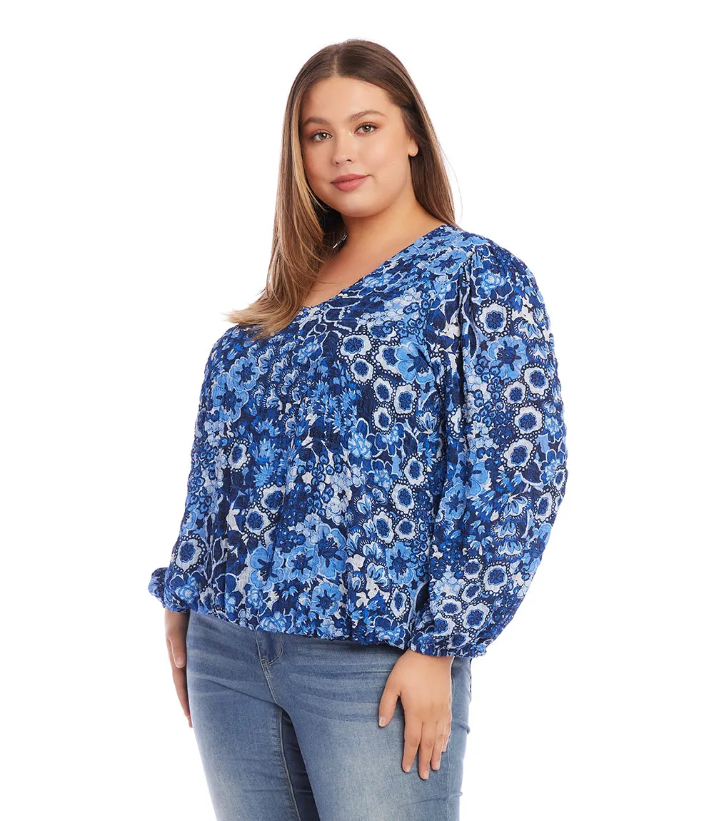 Plus Size Long Sleeve Blouson Top