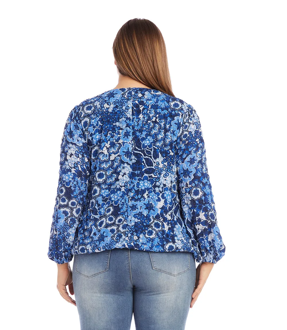 Plus Size Long Sleeve Blouson Top