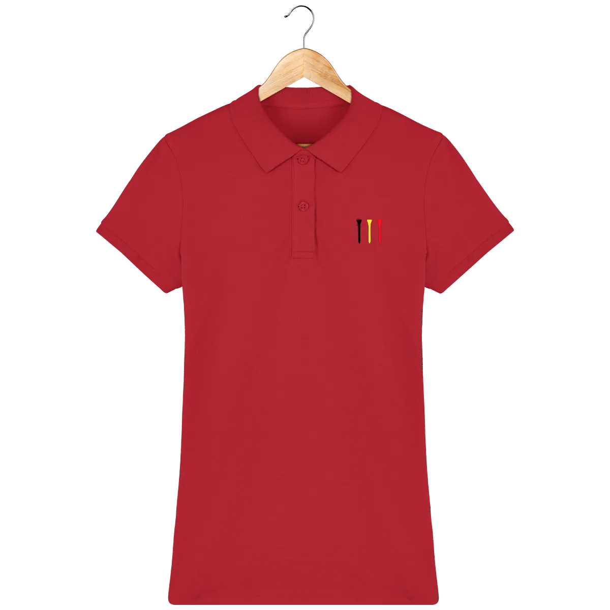 Polo brodé en coton Bio TEES NOIR JAUNE ROUGE