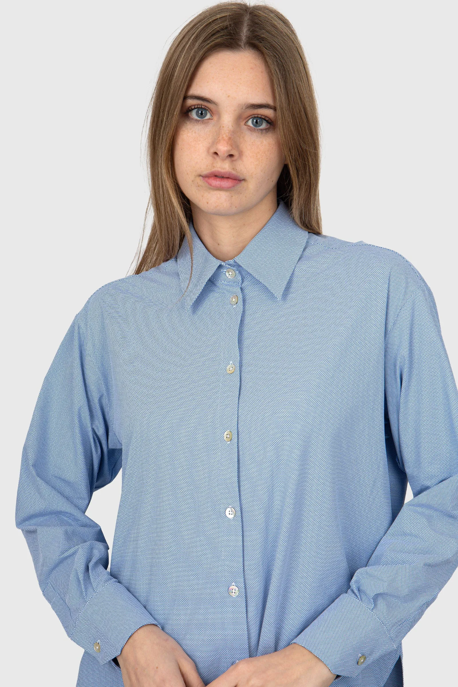 Rrd Oxford Jacquard Boyfriend Wom Shirt Celeste Donna