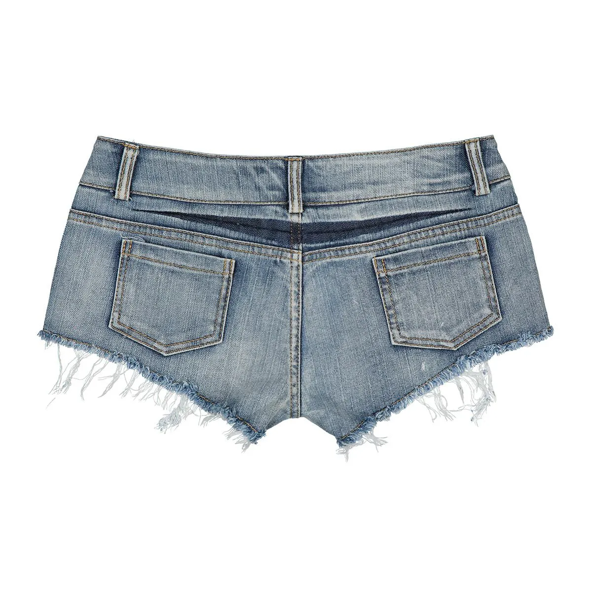 Sexy Solid Night Club Low Waist Hole Decor Ripped Denim Shorts for Women