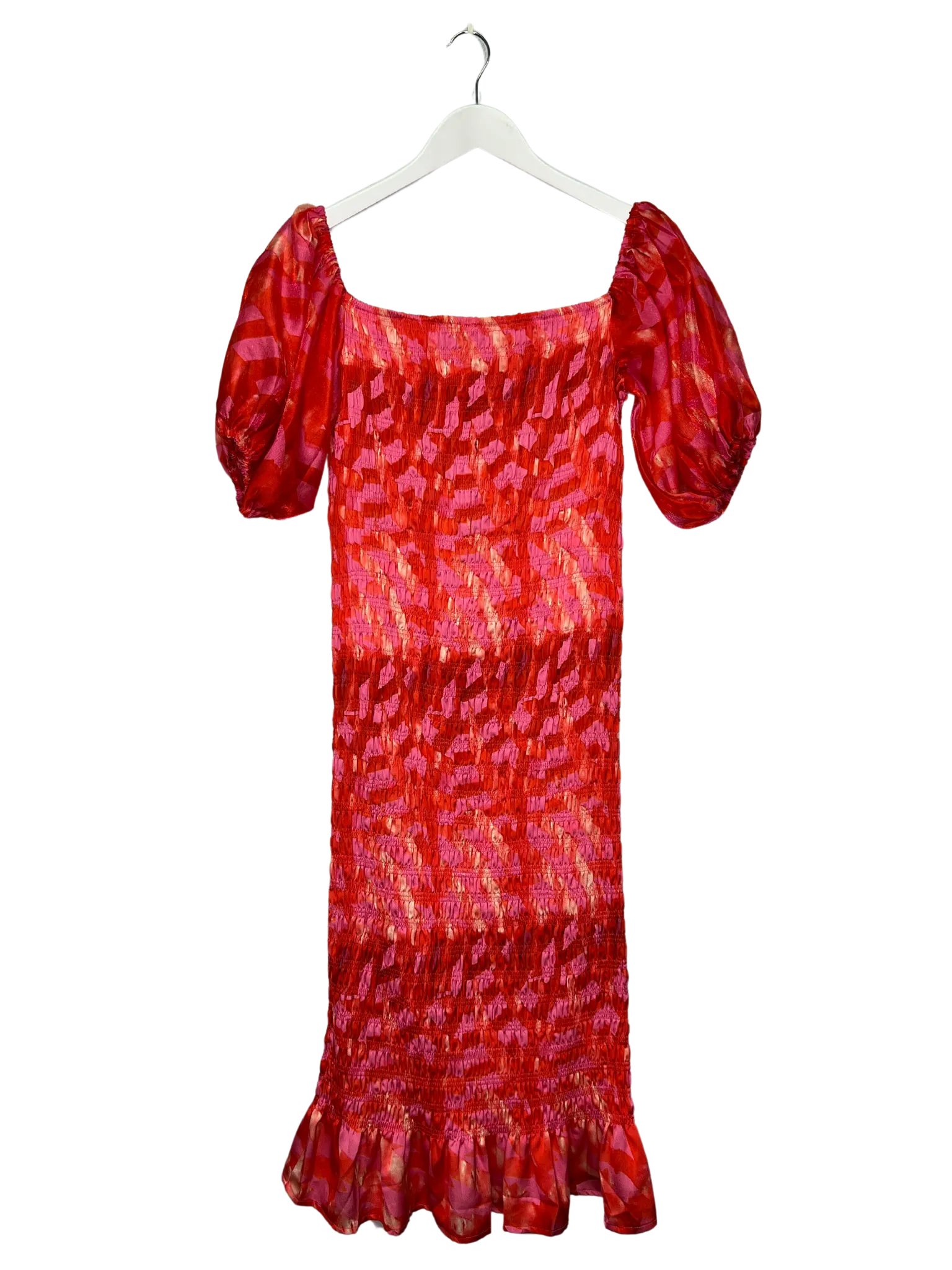 Size XL - Never Fully Dressed Pink and Red Shirred Dress