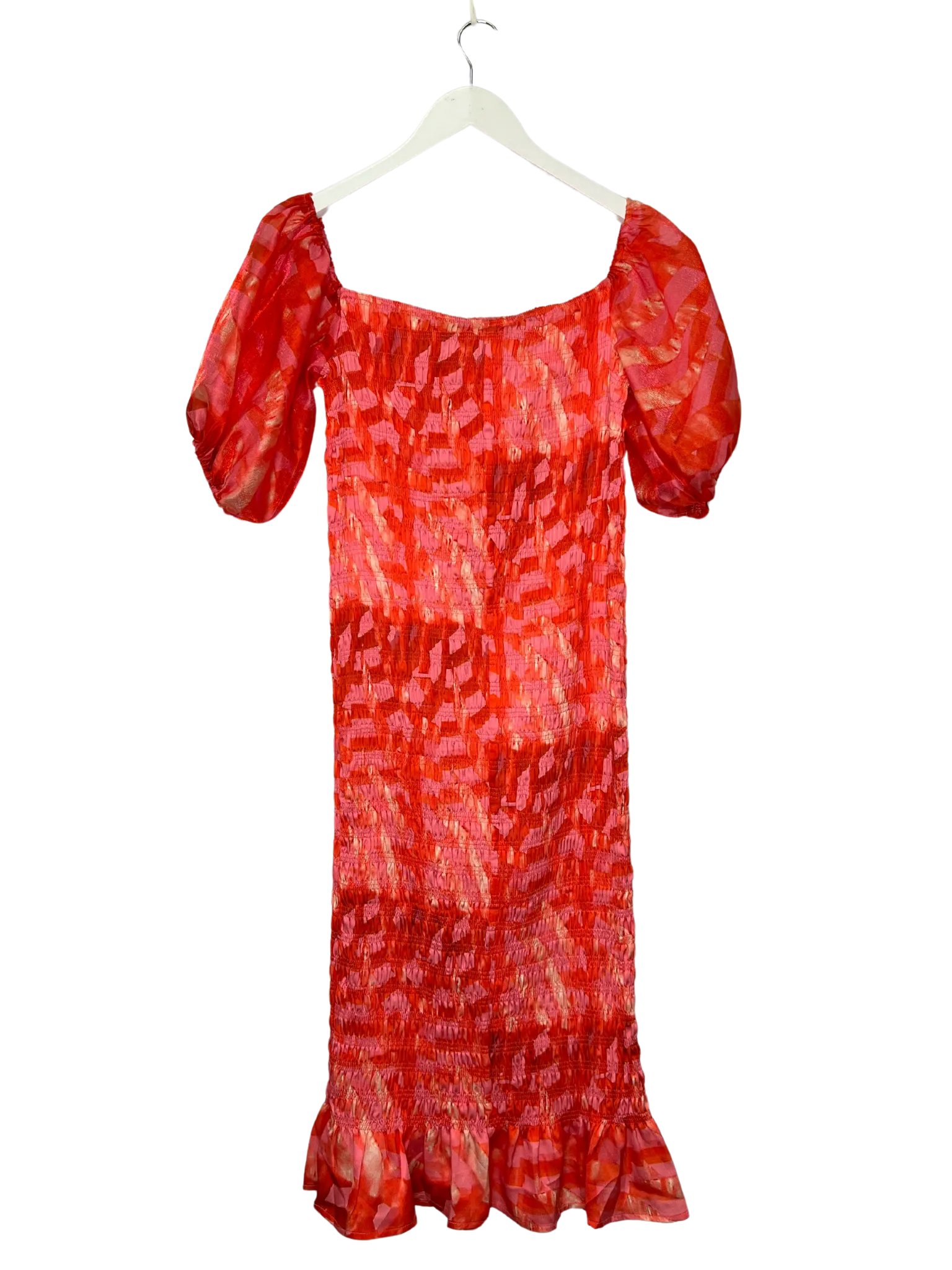 Size XL - Never Fully Dressed Pink and Red Shirred Dress