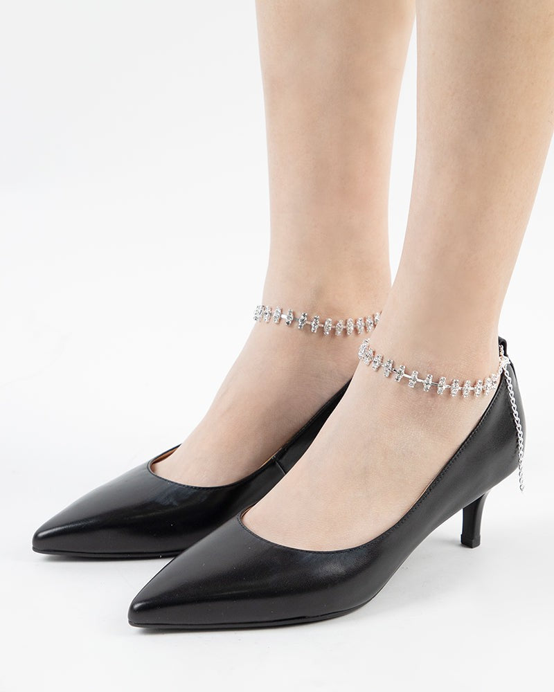 Sliver Irregular Rhinestones Ankle Chain