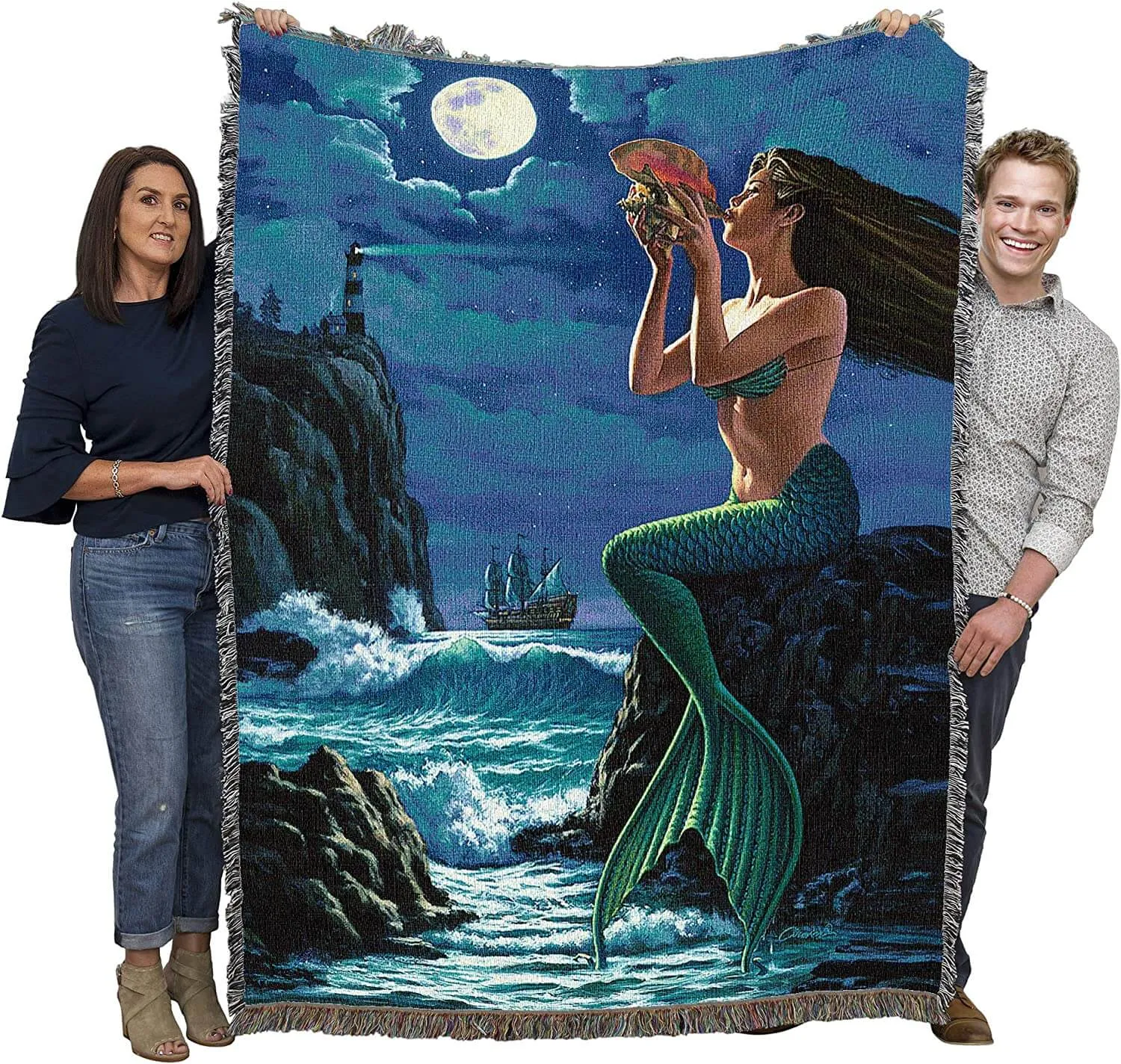 Sounds of Night Mermaid Tapestry Blanket