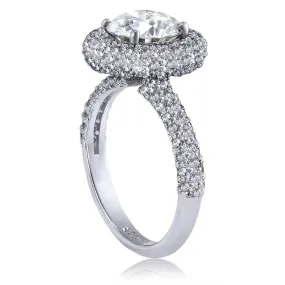 Stardust Diamond Halo Crescent Engagement Ring