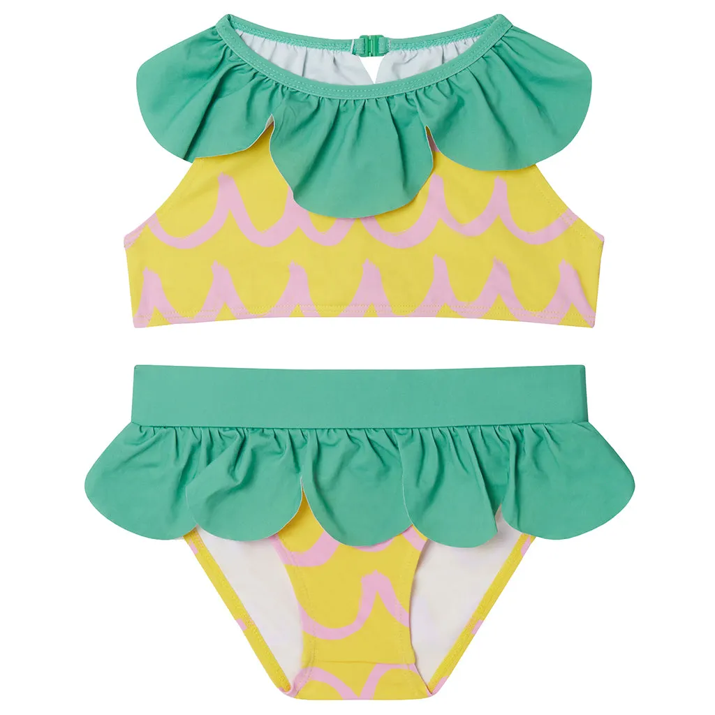 Stella McCartney Child Two Piece Swimsuit Pineapple Waves Print Yellow