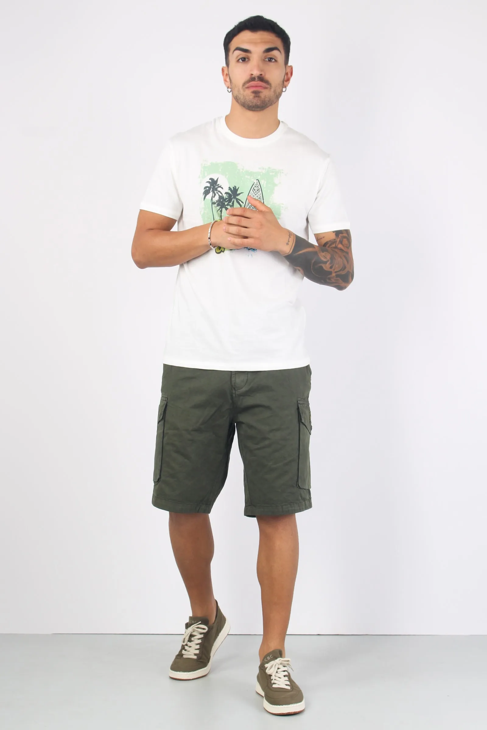 T-shirt Stampa Surf The Waves Bianco