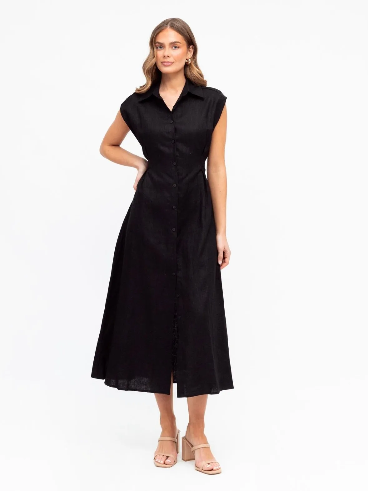 The Luxe Linen Maxi Dress - Black