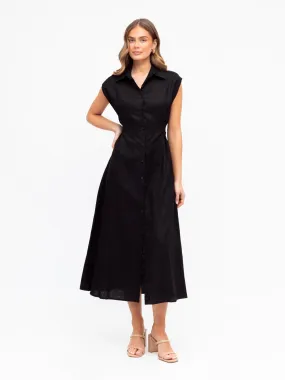 The Luxe Linen Maxi Dress - Black