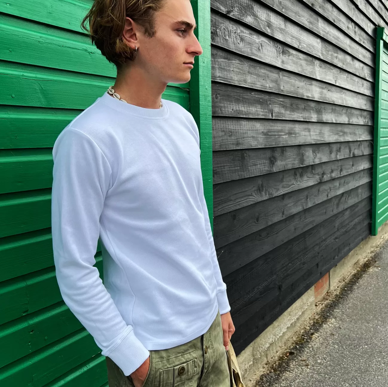 THE NEW CADET HEAVY LONG SLEEVE CREW - WHITE