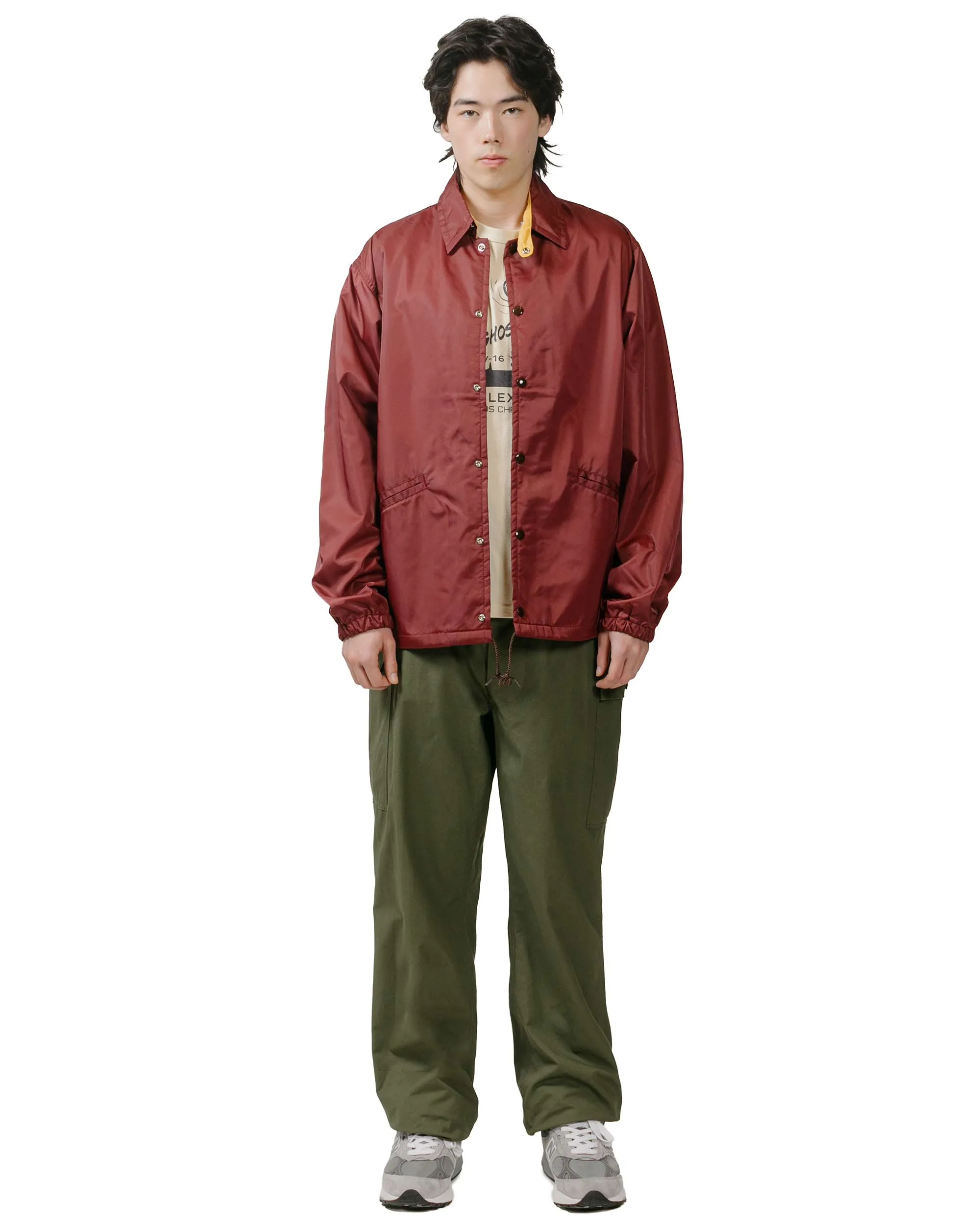 The Real McCoy's MJ24010 Nylon Cotton Lined Coach Jacket Burgundy