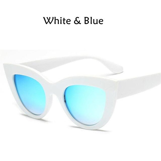 Tinted Lens Unisex Vintage Shaped Blue Sunglasses