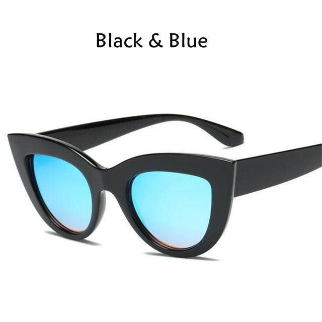 Tinted Lens Unisex Vintage Shaped Blue Sunglasses