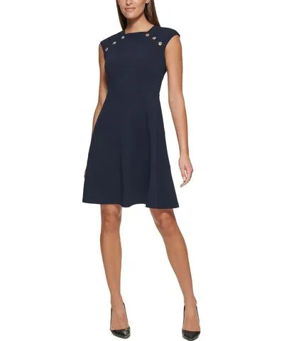 Tommy Hilfiger Womens Sleeveless Mini Fit & Flare Dress