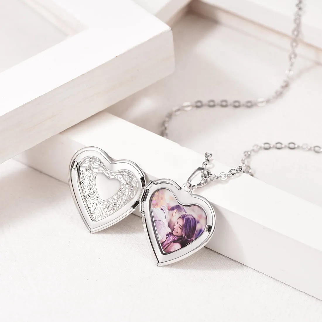 U7 Jewelry Heart Picture Locket Necklace For Women