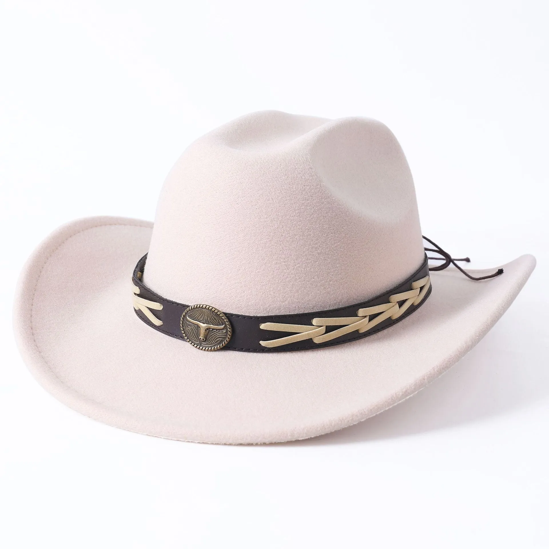 Unisex Ethnic Style Western Bull-Shaped Decor Jazz Cowboy Hat