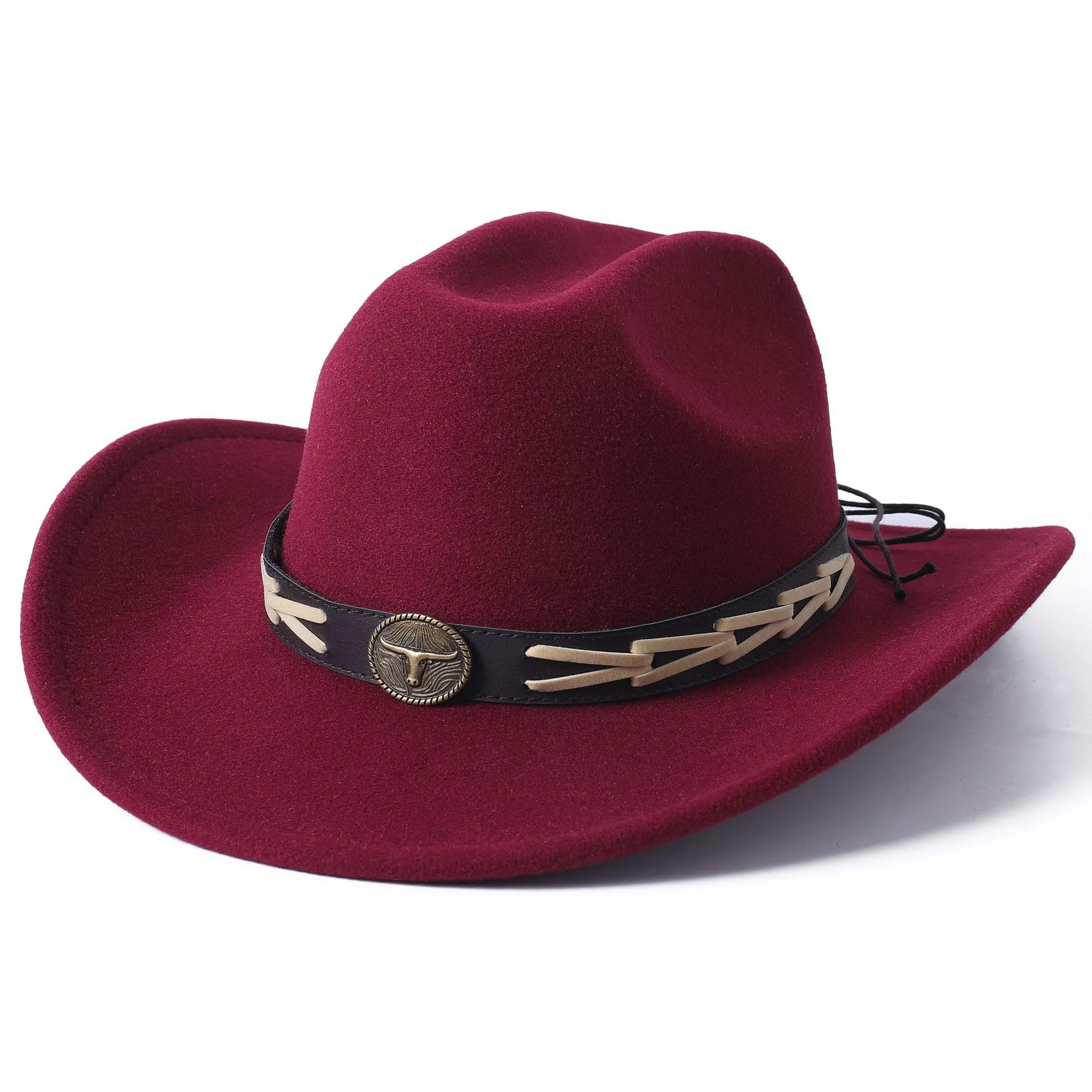 Unisex Ethnic Style Western Bull-Shaped Decor Jazz Cowboy Hat