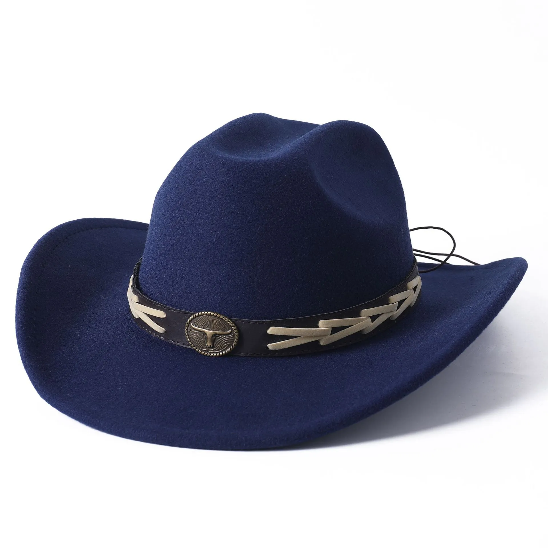 Unisex Ethnic Style Western Bull-Shaped Decor Jazz Cowboy Hat