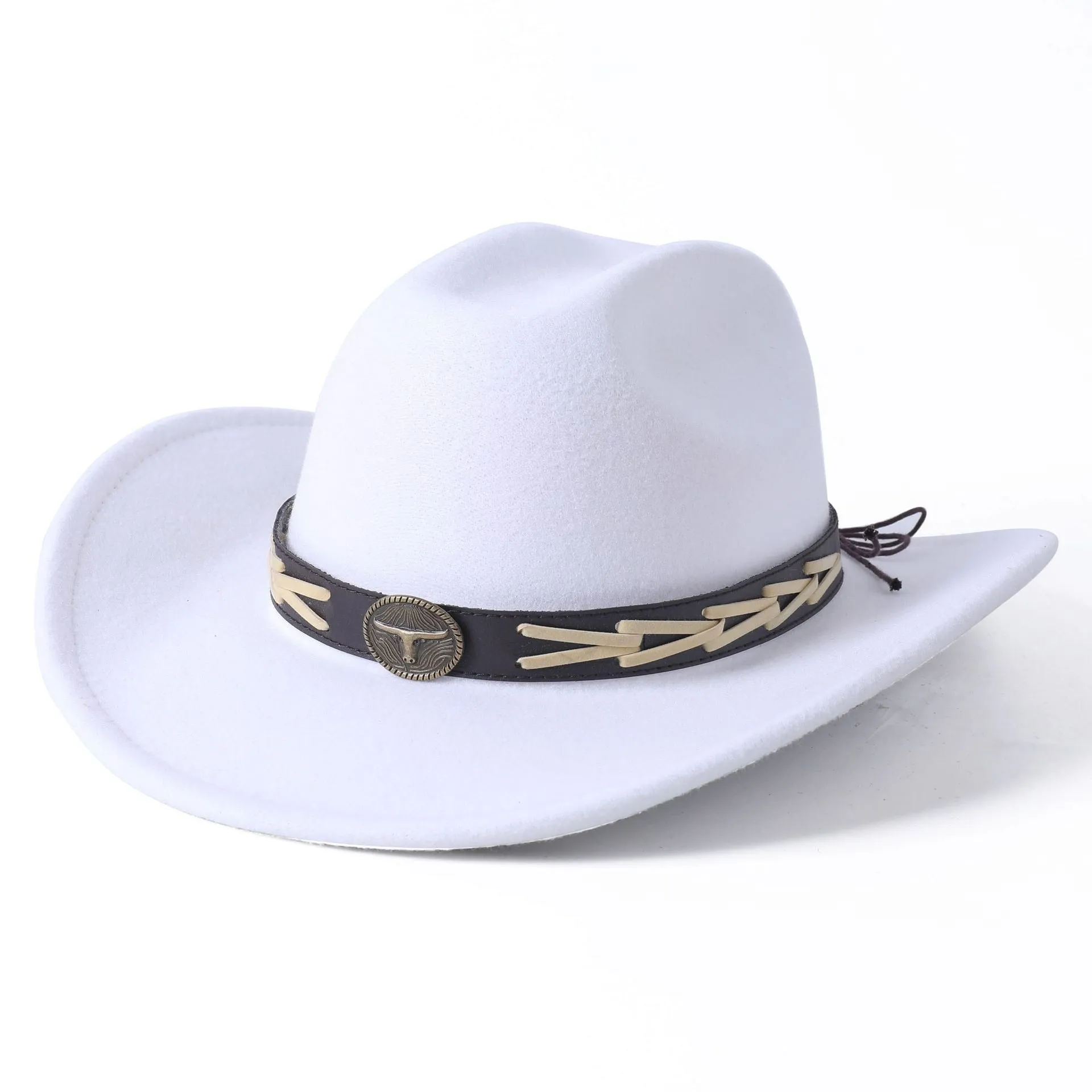 Unisex Ethnic Style Western Bull-Shaped Decor Jazz Cowboy Hat