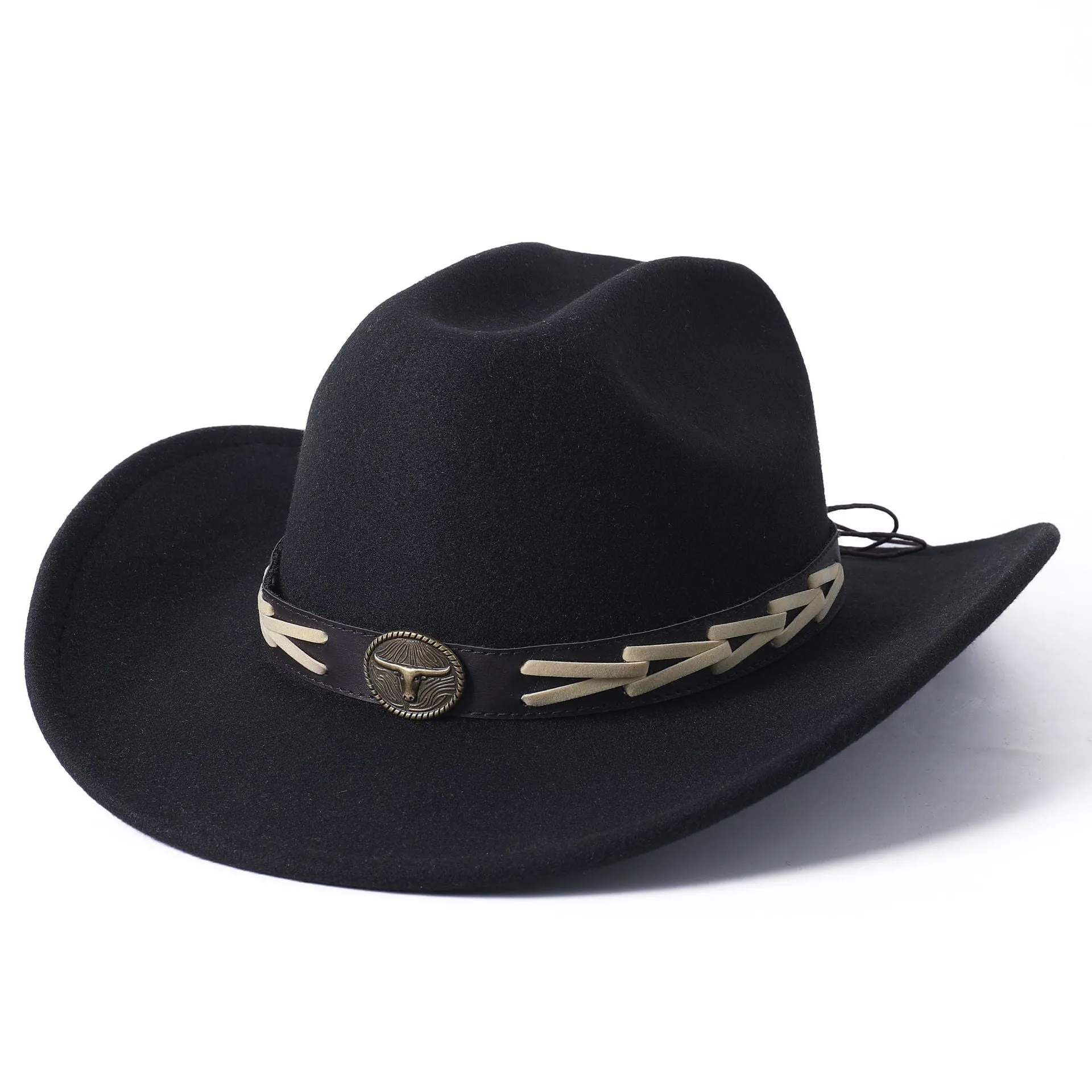 Unisex Ethnic Style Western Bull-Shaped Decor Jazz Cowboy Hat