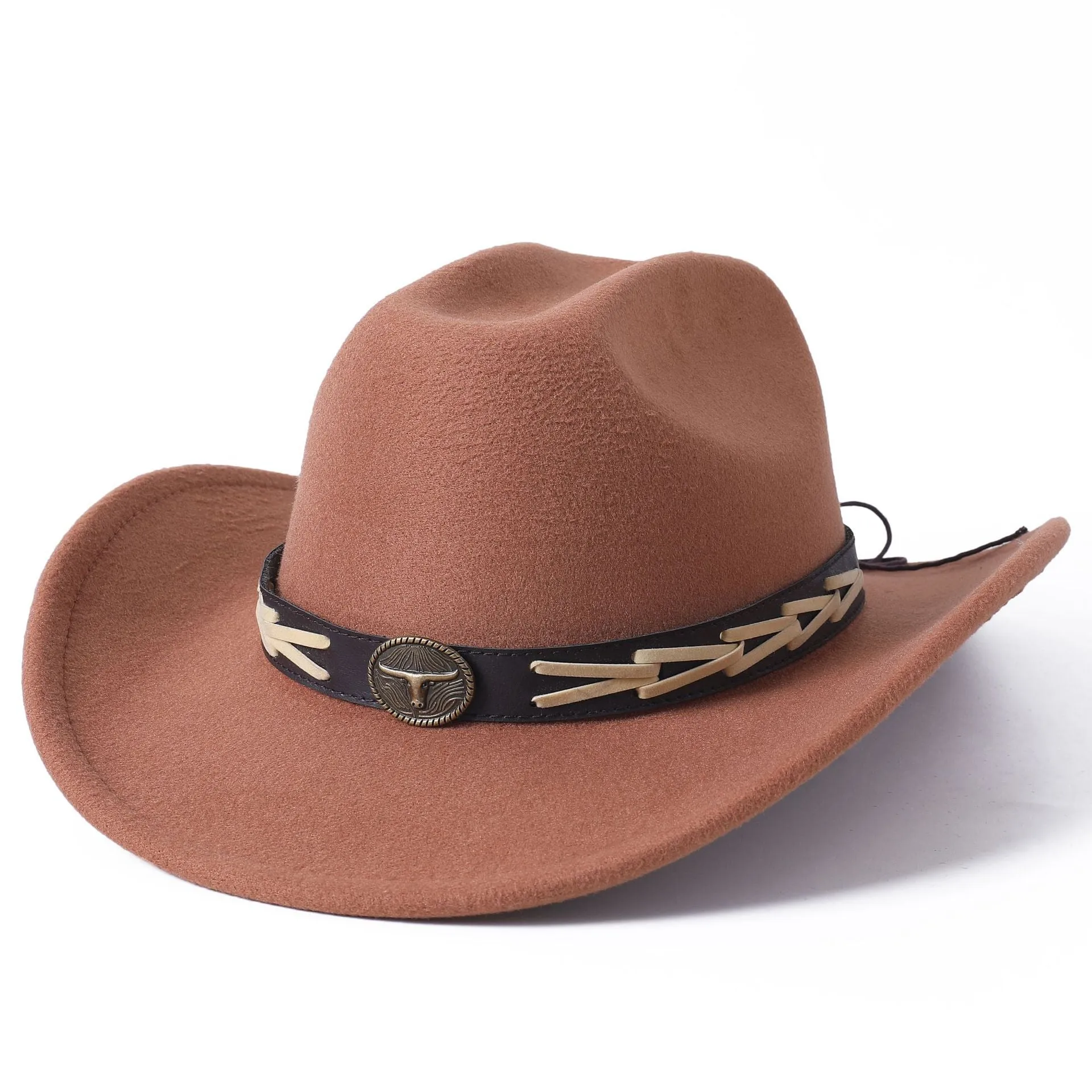 Unisex Ethnic Style Western Bull-Shaped Decor Jazz Cowboy Hat