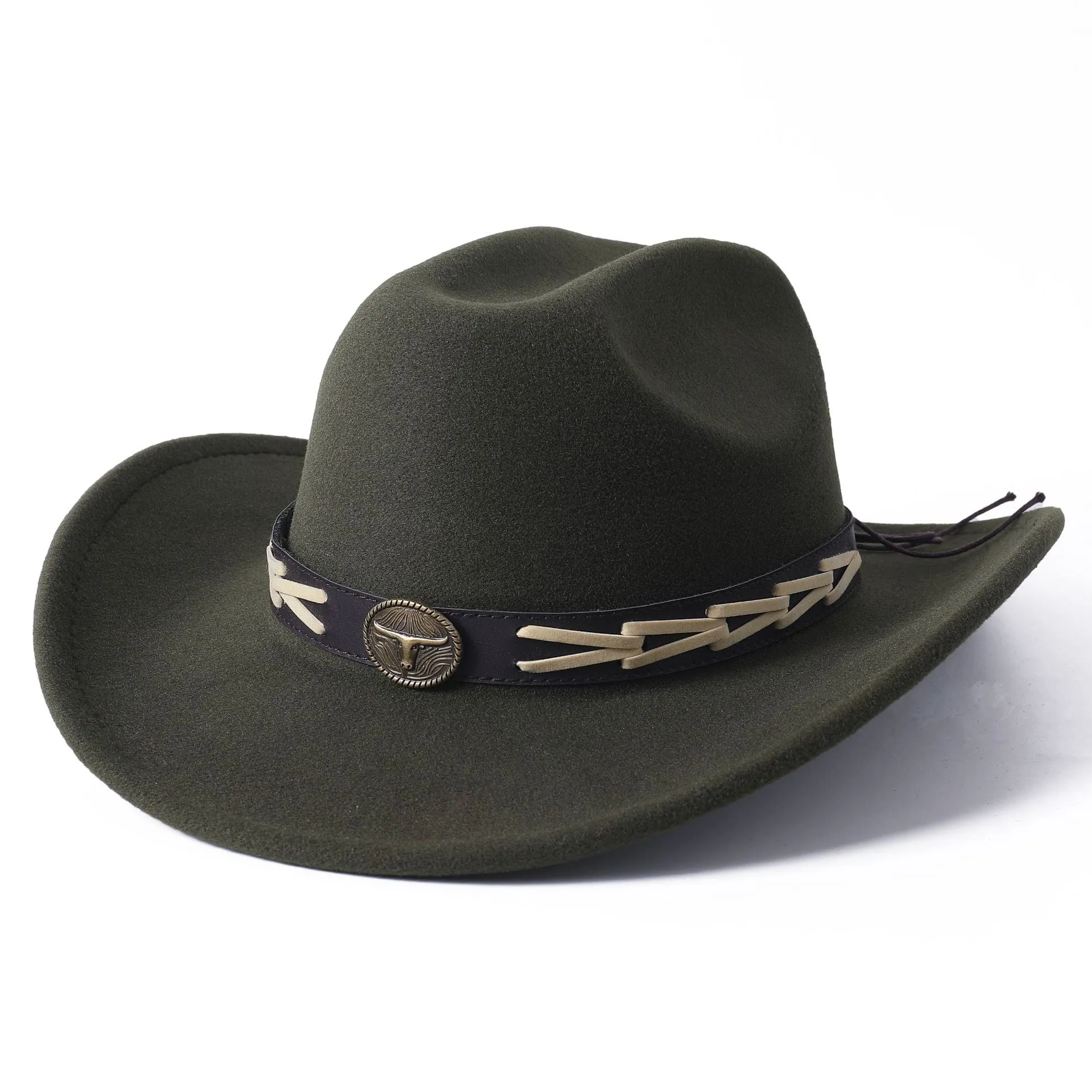 Unisex Ethnic Style Western Bull-Shaped Decor Jazz Cowboy Hat