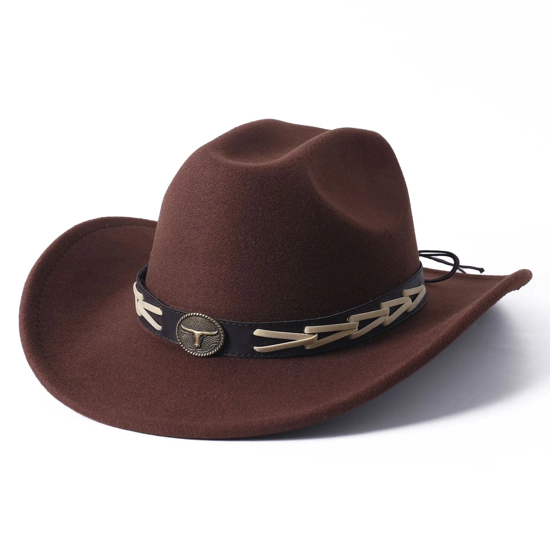 Unisex Ethnic Style Western Bull-Shaped Decor Jazz Cowboy Hat