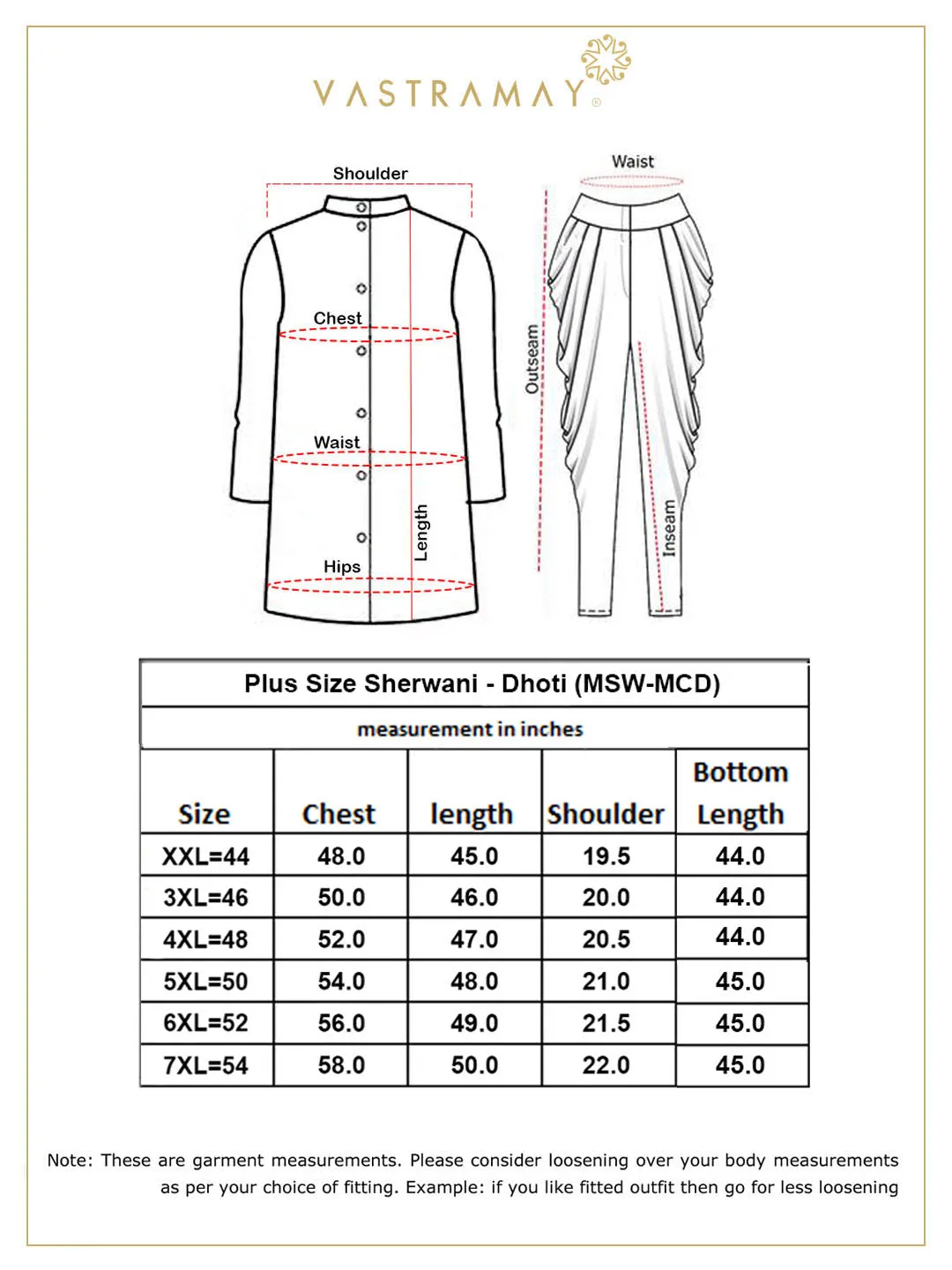 VASTRAMAY Men's Plus Size Black Sherwani Set