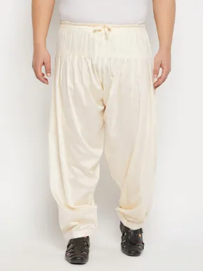 VASTRAMAY Men's Plus Size Cream Cotton Blend Patiala