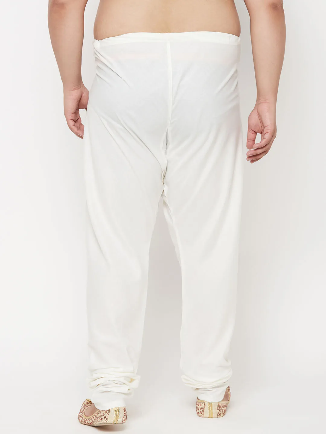 VASTRAMAY Men's Plus Size Cream Silk Blend Pyjama