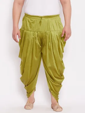 VASTRAMAY Men's Plus Size Green Cowl Dhoti