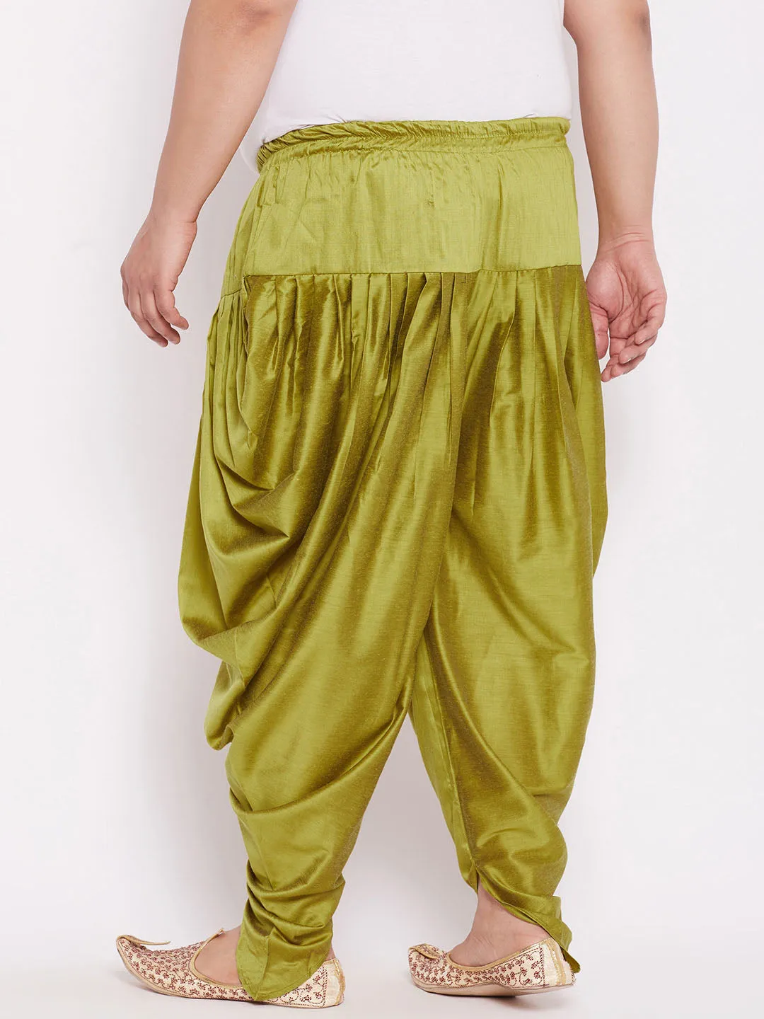 VASTRAMAY Men's Plus Size Green Cowl Dhoti