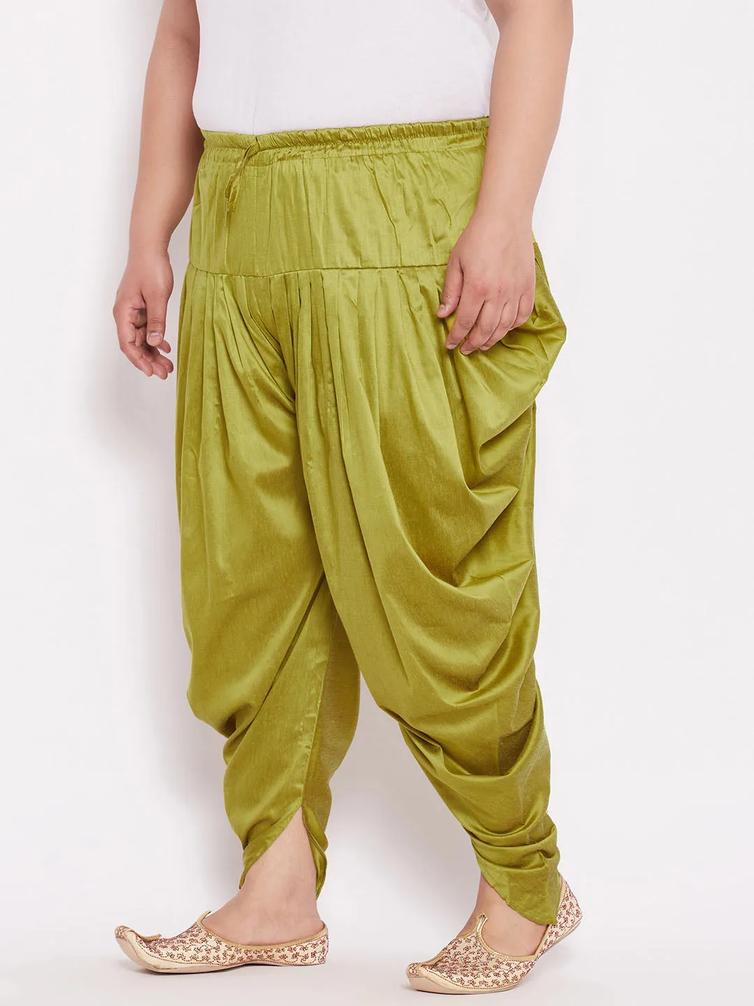 VASTRAMAY Men's Plus Size Green Cowl Dhoti