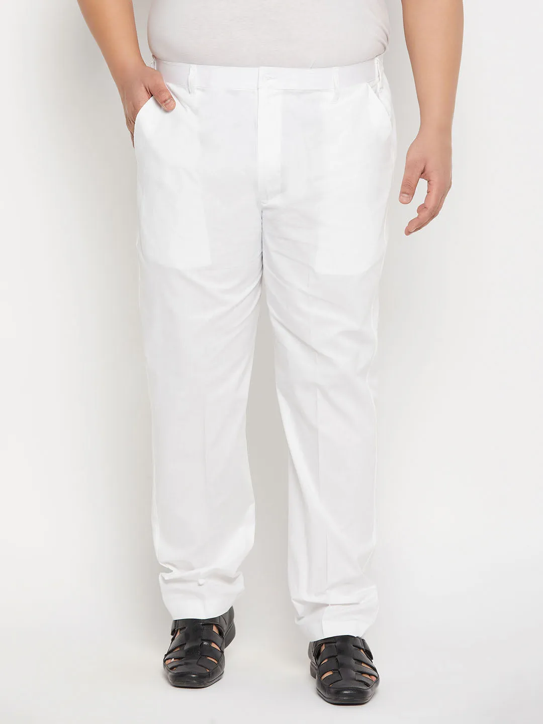 VASTRAMAY Men's Plus Size White Pant Style Pyjama