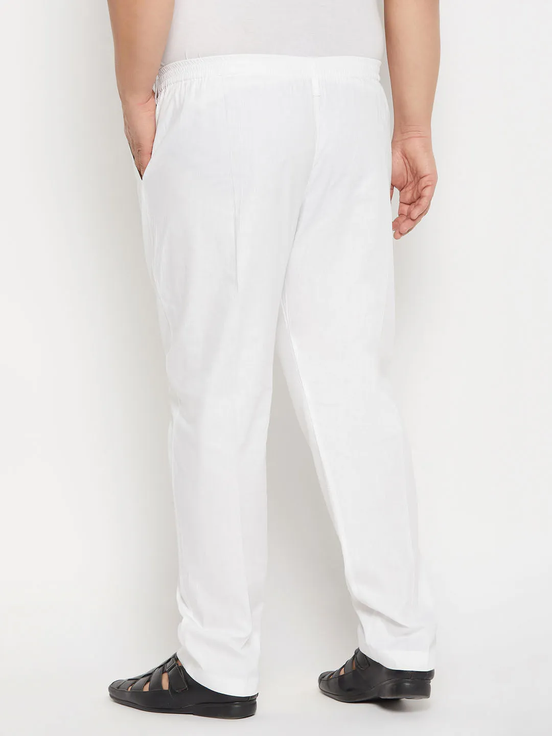 VASTRAMAY Men's Plus Size White Pant Style Pyjama