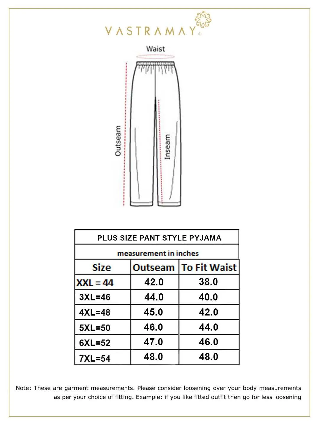 VASTRAMAY Men's Plus Size White Pant Style Pyjama